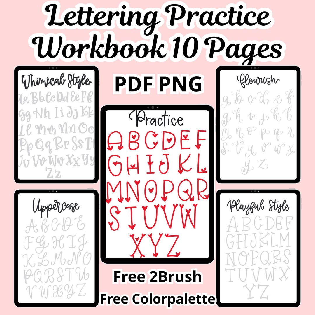 Lettering Practice Workbook: Procreate Lettering, Tracing Worksheet ...