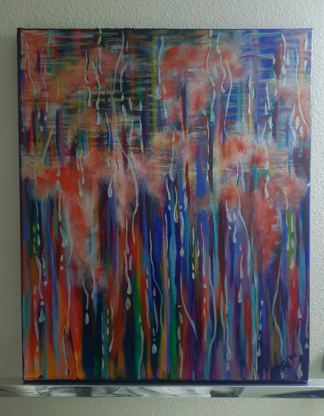 Abstract Rainfall Acrylic Painting Etsy