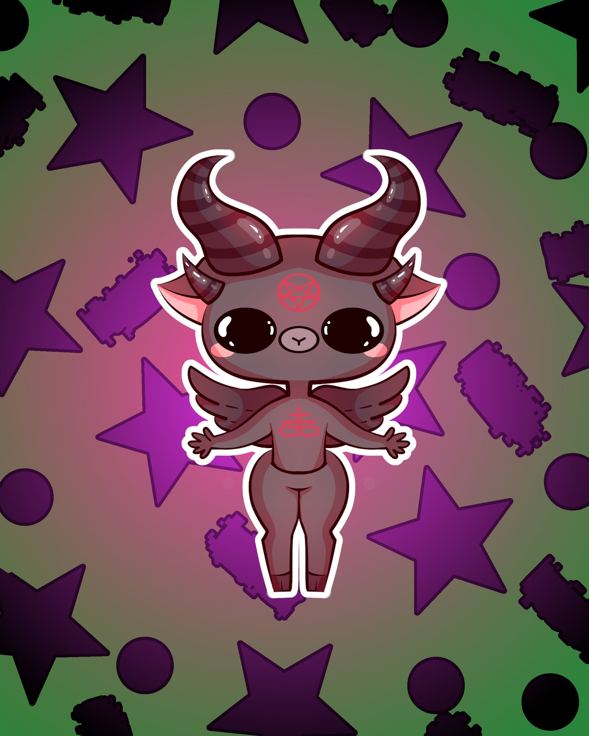 Chibi Baphomet Demonic Creature Being Adorable by Stitched up Creatives  Perfect for Planners, Journals, Binders, and Laptops - Etsy