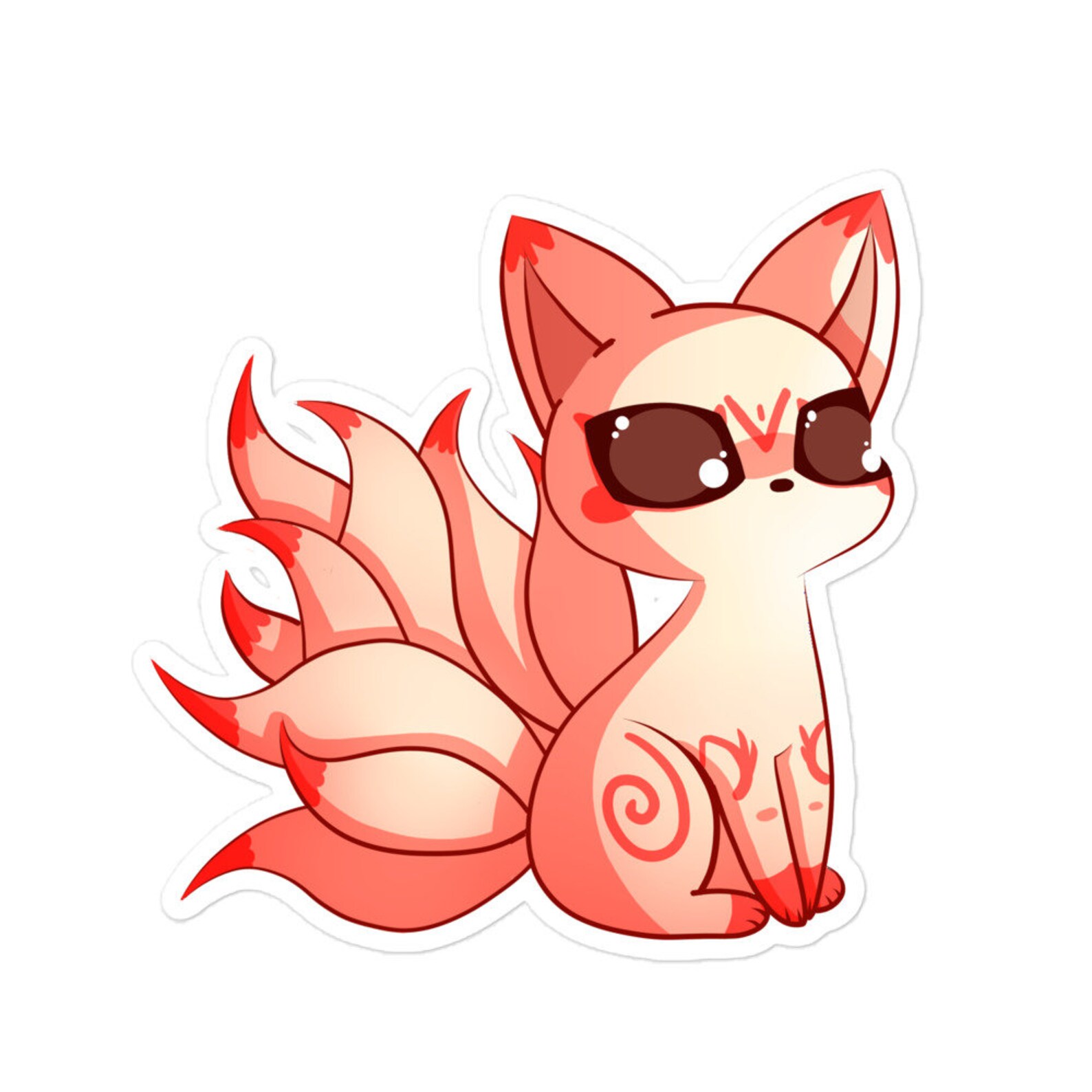 Adorable autocollant Kitsune renard chibi du folklore Etsy France