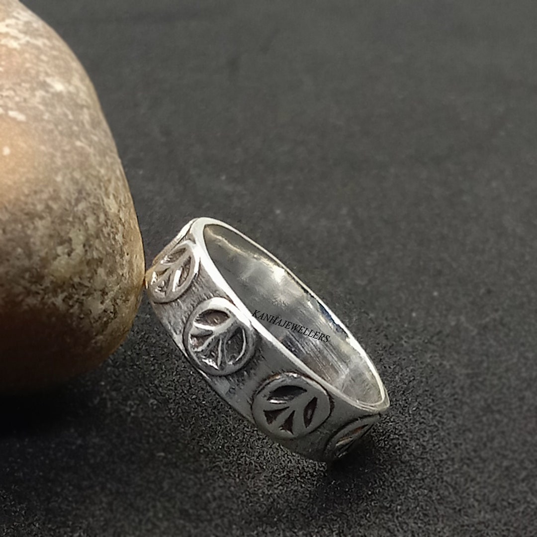 Peace Ringsilver Minimal Ringpeace Symbol Ring925 Sterling Silver