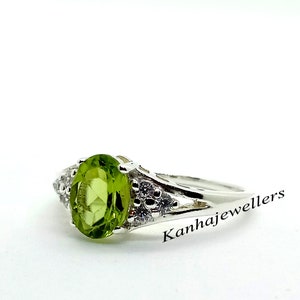 Peridot Ring-Oval Gemstone Ring-August Birthstone Ring-925 Sterling Silver- Handmade Ring-Bridal Ring-Promise Ring