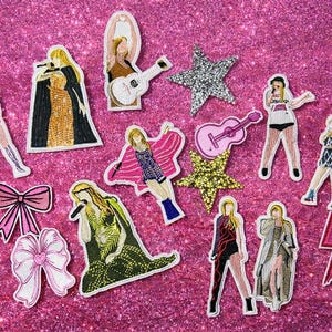 Parches de estrella pop rubia para ropa, mochilas, etc., con reverso adhesivo.