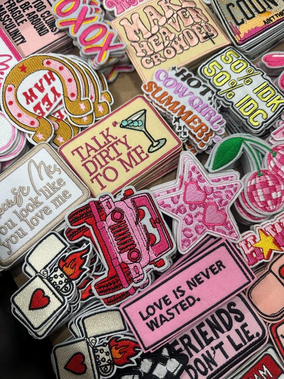Embroidered Iron On Patches, Random mystery bags for hats or clothing, With Adhesive backing