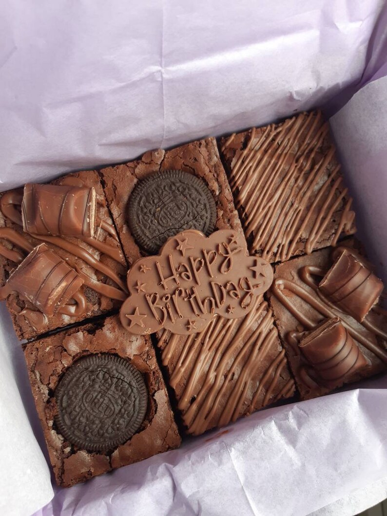 Birthday brownies. Brownies by post. Happy Birthday brownies. Etsy