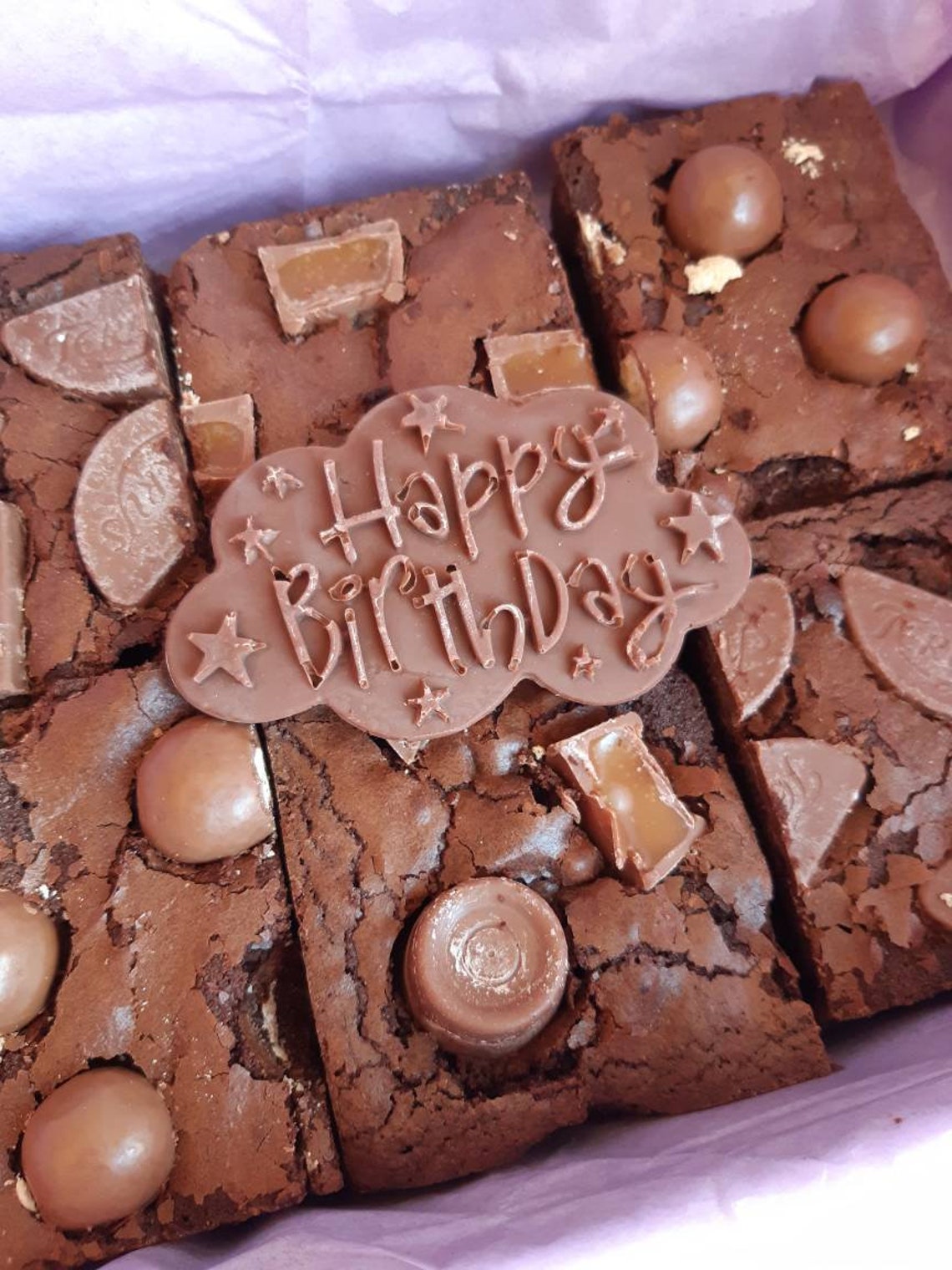 Birthday brownies. Brownies by post. Happy Birthday brownies. Etsy