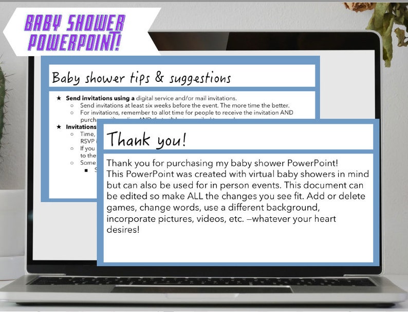 Virtual Baby Shower Powerpoint boy Etsy