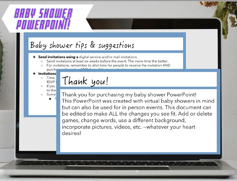 Virtual Baby Shower Powerpoint boy Etsy UK