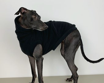 Black fleece tank top, Italian greyhound jumper, Iggy warm sleeveless vest