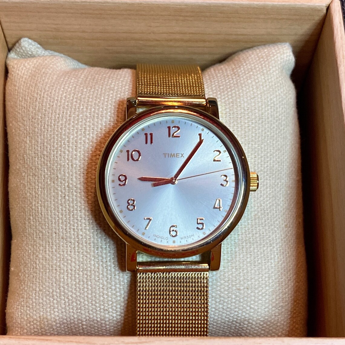Timex Gold Plated stainless steel mesh watch Etsy