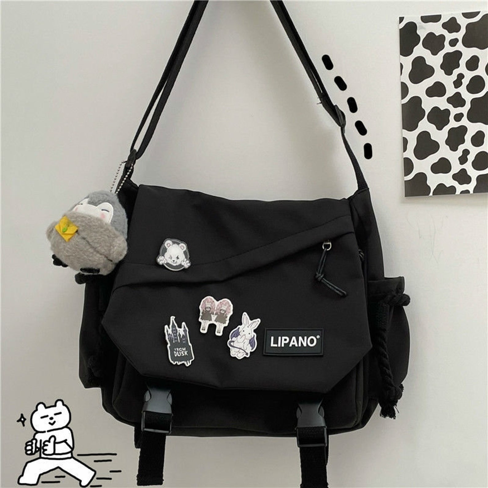Japanese Messenger Bag With Pendant Kawaii Ita Bag Anime Etsy