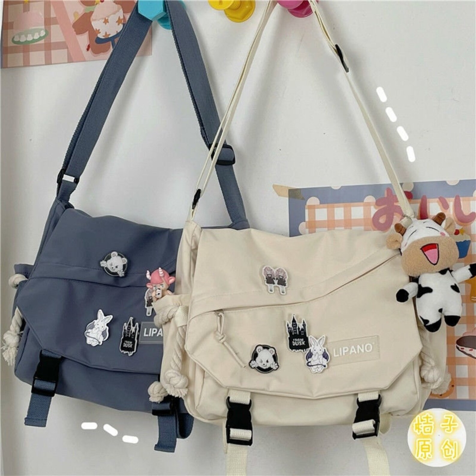 Japanese Messenger Bag With Pendant Kawaii Ita Bag Anime Etsy