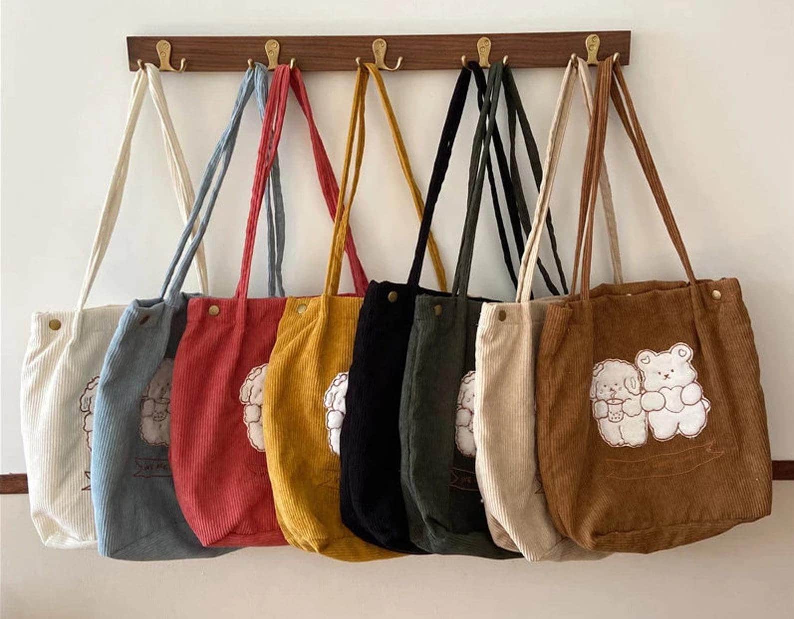 Cute Corduroy Tote Bag Velvet Shopping Bag Eco Friendly Etsy