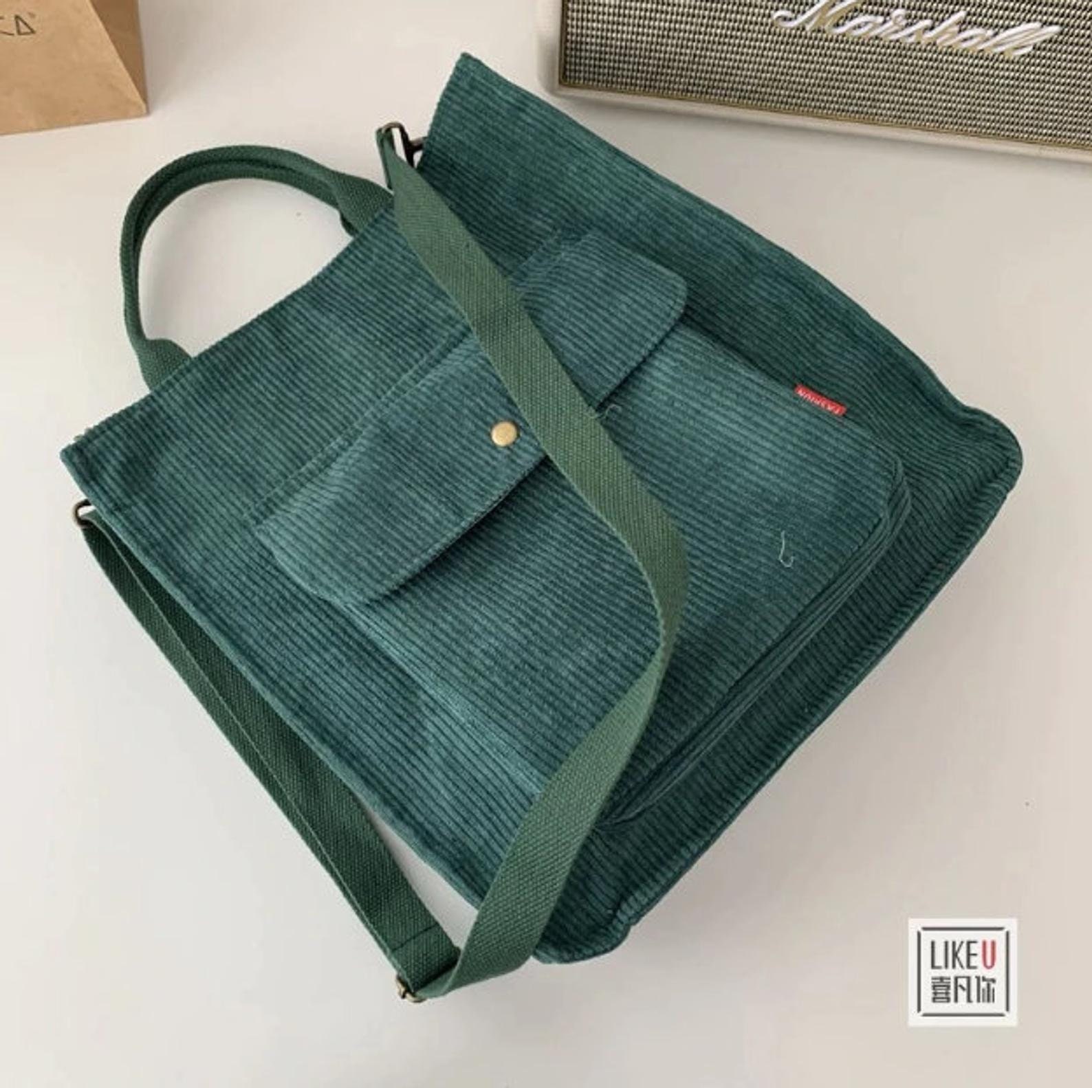 Corduroy Tote Bag with Pocket Velvet Crossbody Bag Vintage | Etsy