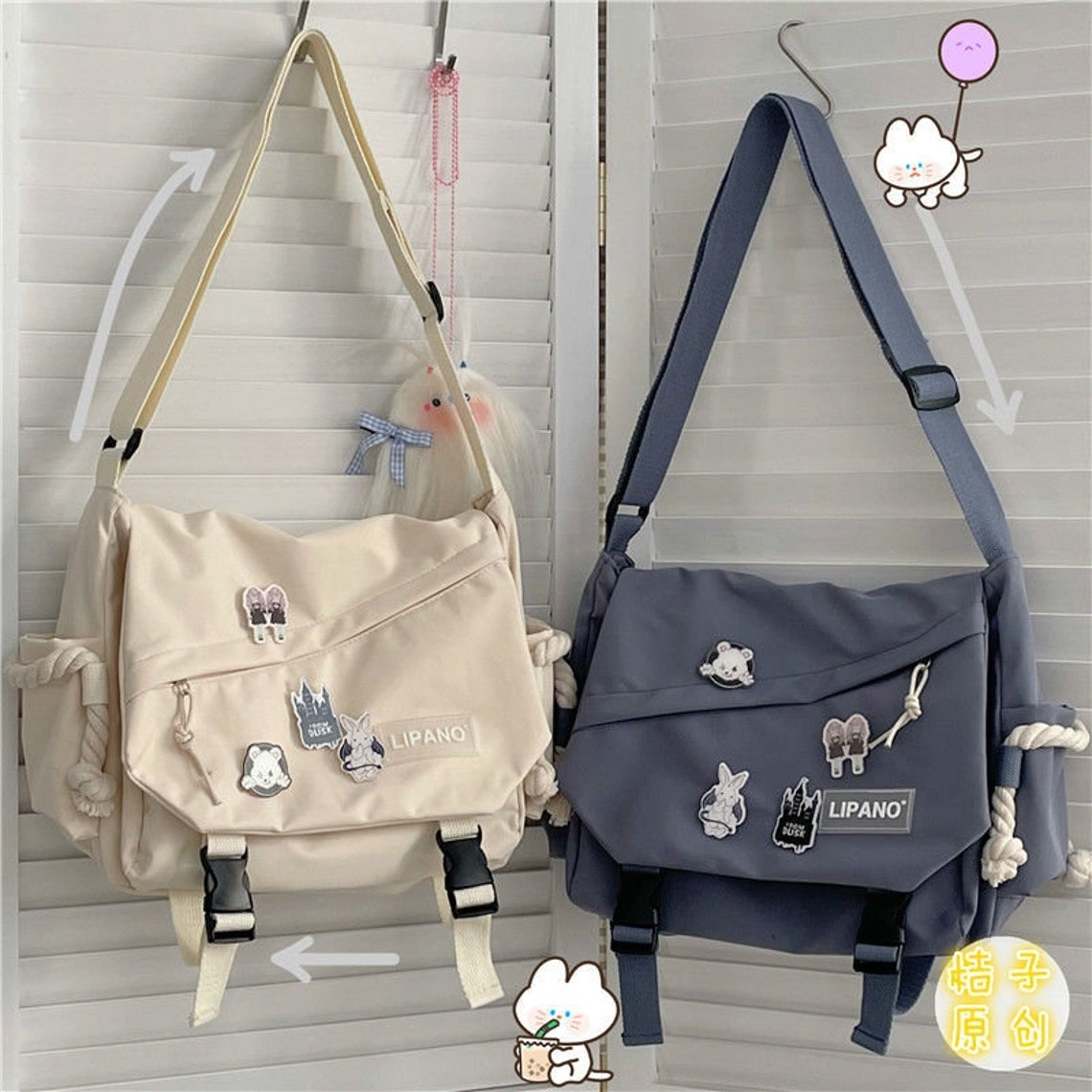 Japanese Messenger Bag With Pendant Kawaii Ita Bag Anime Etsy