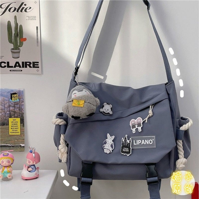 Japanese Messenger Bag With Pendant Kawaii Ita Bag Anime Etsy