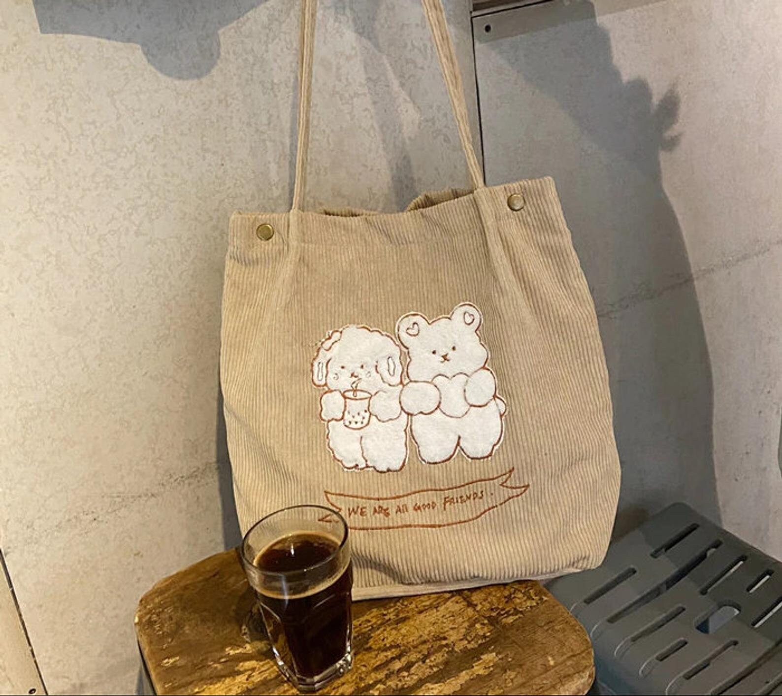 Cute Corduroy Tote Bag Velvet Shopping Bag Eco Friendly Etsy