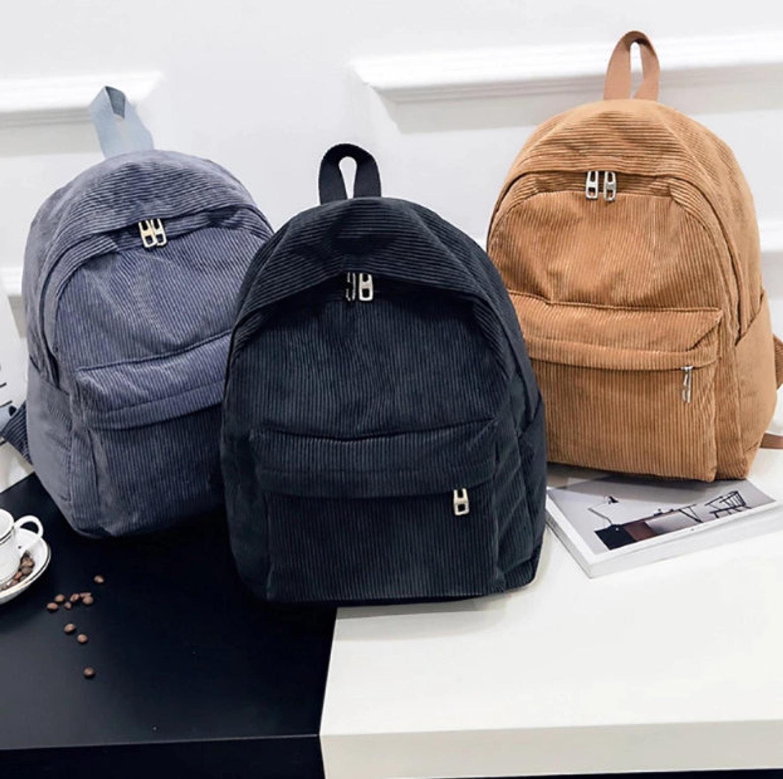 Vintage Corduroy Backpack Velvet Backpack Women Eco Friendly Etsy UK