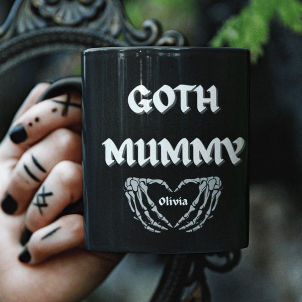 Nocturnal Gothic Mummy Mug Personalised Spooky Mug For Gothic Mum - Goth Mummy Mug - Birthday Goth Gifts - Black Coffee Mug