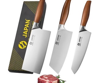 Couteau de chef japonais 7,6 pouces, couteaux de cuisine professionnels tranchants, couteau tout usage en acier inoxydable avec manche en bois