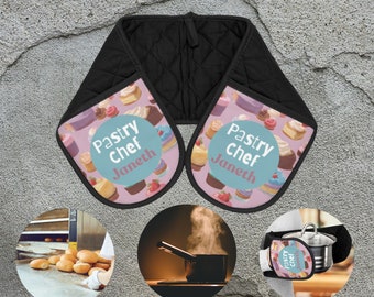PASTRY CHEF Doppelofenhandschuh - Personalisierter Doppelofenhandschuh - Ofenhandschuhe - Kochgeschenk, Ofenhandschuh für Bäcker, Backzubehör für Koch