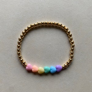 Pastel rainbow heart bead bracelet