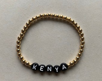 Black and white alphabet personalised bead bracelet