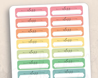 Class Functional Planner Stickers, 24 stickers (4x7 sheet), Erin Condren, Happy Planner, Weekly planning, Monthly, College, High School