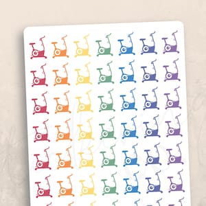 Spin Bike Functional Planner Stickers, 56 stickers (4.5x7 Sheet), Spin class, Stationary bike, Cycling, Workout journal, Exercise, Icons