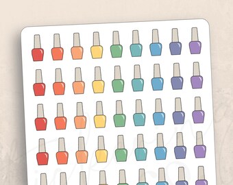 Nail Polish Bottle Functional Planner Stickers, 63 stickers (4x6 sheet), Polish icon, Erin Condren, Happy Planner, Weekly planning, Manicure