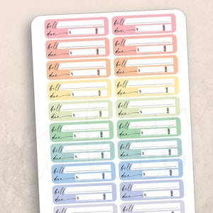 Bill Due Functional Planner Stickers, 24 stickers (4x7 sheet), Erin Condren, Happy Planner, Weekly planning, Monthly Planning, Budget, Money