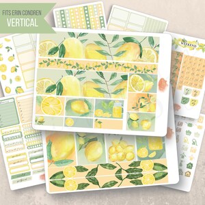 Vertical Lemons Weekly Sticker Kit, Erin Condren LifePlanner 7x9, Printed stickers, Weekly planner, Watercolor, Aesthetic, Minimal, Fruit