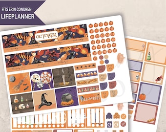 October Trick or Treat Monthly Planner 7 x 9 Sticker Kit, Erin Condren LifePlanner, Printed stickers, Autumn, Fall, Halloween, Candy