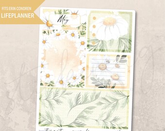 Notes Page May Daisies 7x9 Monthly Planner, Erin Condren, Printed Kit, Spring, Watercolor, A5, Aesthetic, Floral, Yellow and White