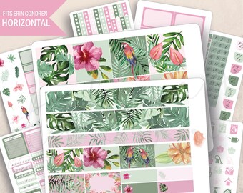 Horizontal Rainforest Weekly Sticker Kit, Erin Condren LifePlanner 7x9, Printed stickers, Planner, Tropical, Summer, Aesthetic, Jungle