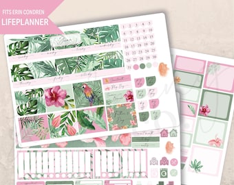 June Rainforest Monthly Planner 7x9 Sticker Kit, Erin Condren, Printed stickers, Monthly planner, Summer, Tropical, Jungle, Aesthetic
