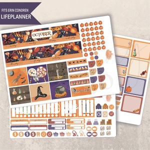 October Trick or Treat Monthly Planner 7 x 9 Sticker Kit, Erin Condren LifePlanner, Printed stickers, Autumn, Fall, Halloween, Candy