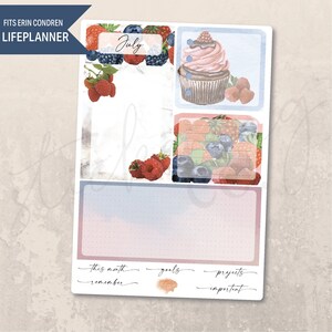 Notes Page July Summer Berries 7x9 Monthly Planner, Erin Condren, Printed Kit, Summer, Fruit, 4th of July, A5, Aesthetic, Watercolor