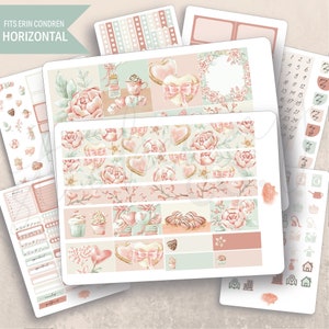 Horizontal Sweetest Day Weekly Sticker Kit, Erin Condren, Weekly planner, Winter Watercolor, Valentine&#39;s Day, February, Minimal, Aesthetic