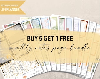 Buy 5 Get 1 Free Notes Page Sticker Sheet Bundle, 7x9 Sticker Kits, Erin Condren Kit, Printed stickers, 6 months