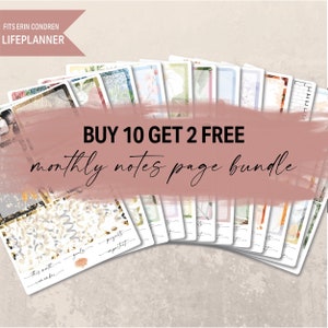 Buy 10 Get 2 Free Notes Page Sticker Sheet Bundle, 7x9 Sticker Kits, Erin Condren Kit, Printed stickers, Year of stickers, 12 months