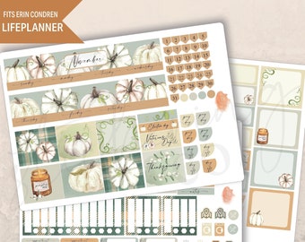 November Cozy Pumpkins Monthly Planner 7x9 Sticker Kit, Erin Condren, Printed stickers, Month spread, Autumn, Fall, Thanksgiving, Pumpkins