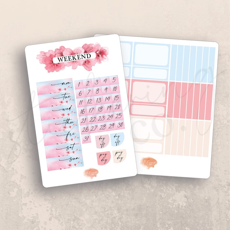 Vertical Cherry Blossoms Weekly Sticker Kit, Erin Condren Lifeplanner ...