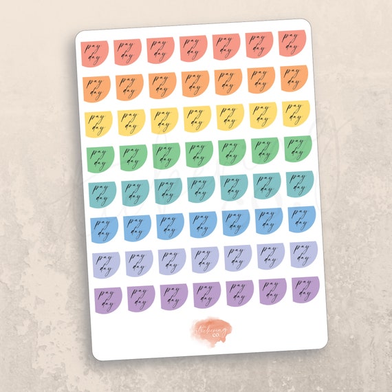 Pay Day Functional Planner Stickers, 56 stickers (5x7 sheet), Erin Condren, Happy Planner, Weekly planning, Monthly Planning, Budget, Bills