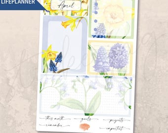 Notes Page April Lavender 7x9 Monthly Planner, Erin Condren, Printed Kit, Spring, Easter, Daffodils, Floral, Aesthetic, A5, Minimalist