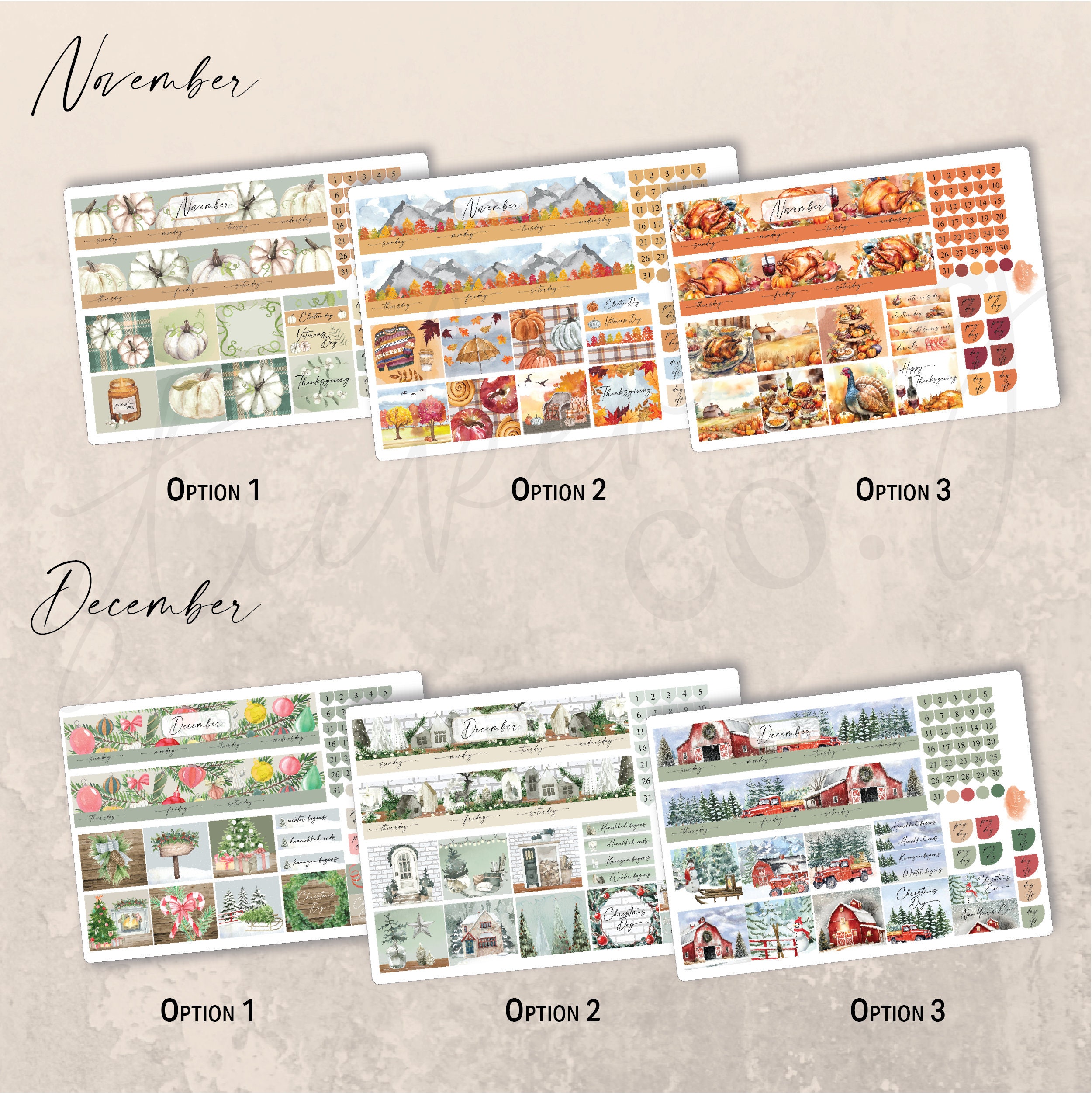 Years Sticker Bundle Buy 5 Get 1 Free Monthly Sticker Kit Bundle, 7x9 Sticker Kits, Erin ...