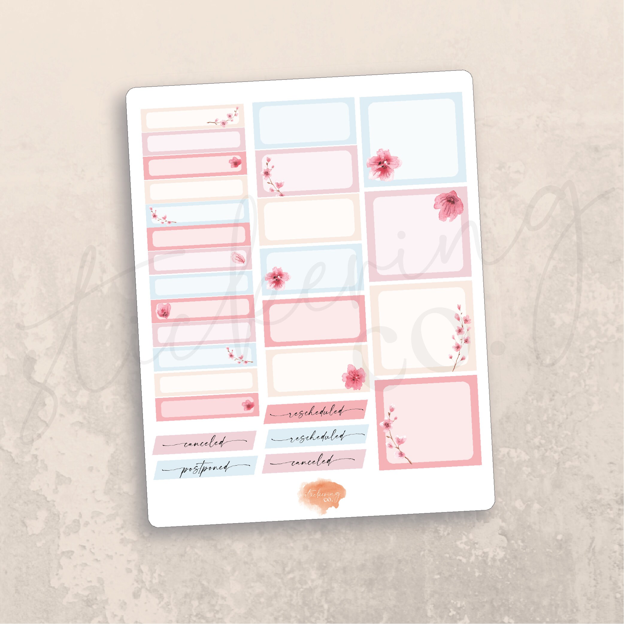 April Cherry Blossoms Monthly Planner 7x9 Sticker Kit, Erin Condren ...