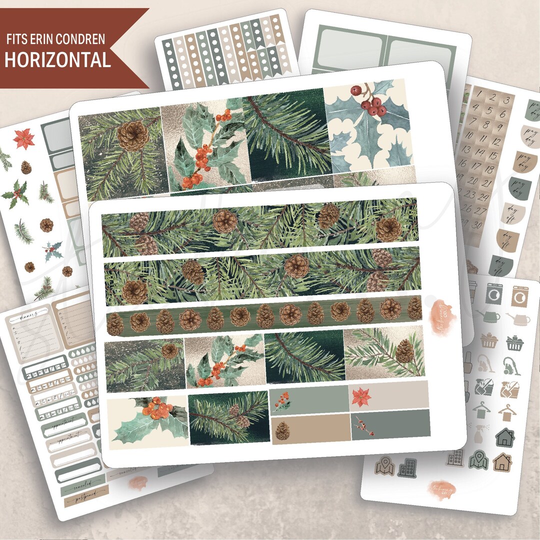 Horizontal Deck the Halls Weekly Sticker Kit, Erin Condren Lifeplanner ...