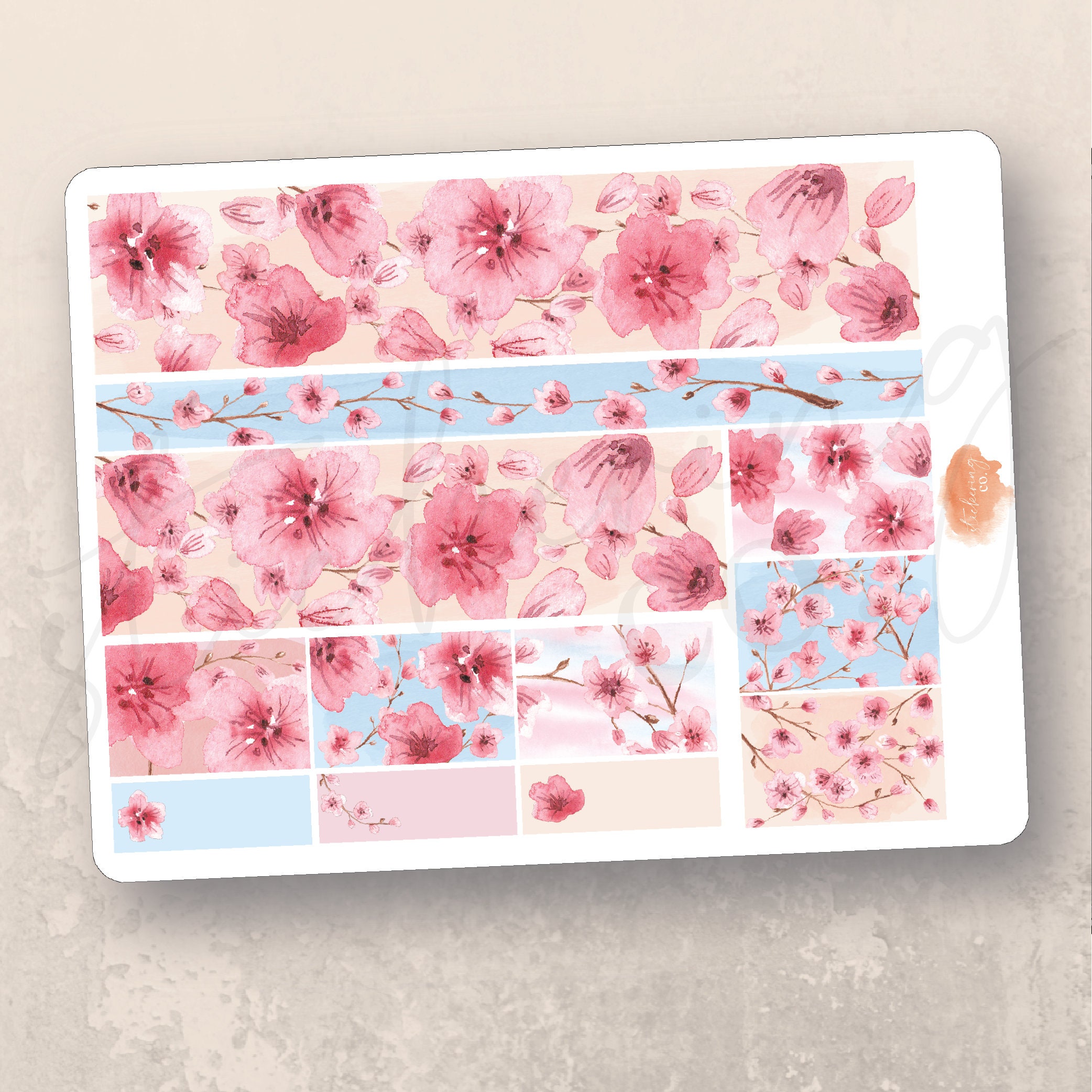 Vertical Cherry Blossoms Weekly Sticker Kit, Erin Condren Lifeplanner ...