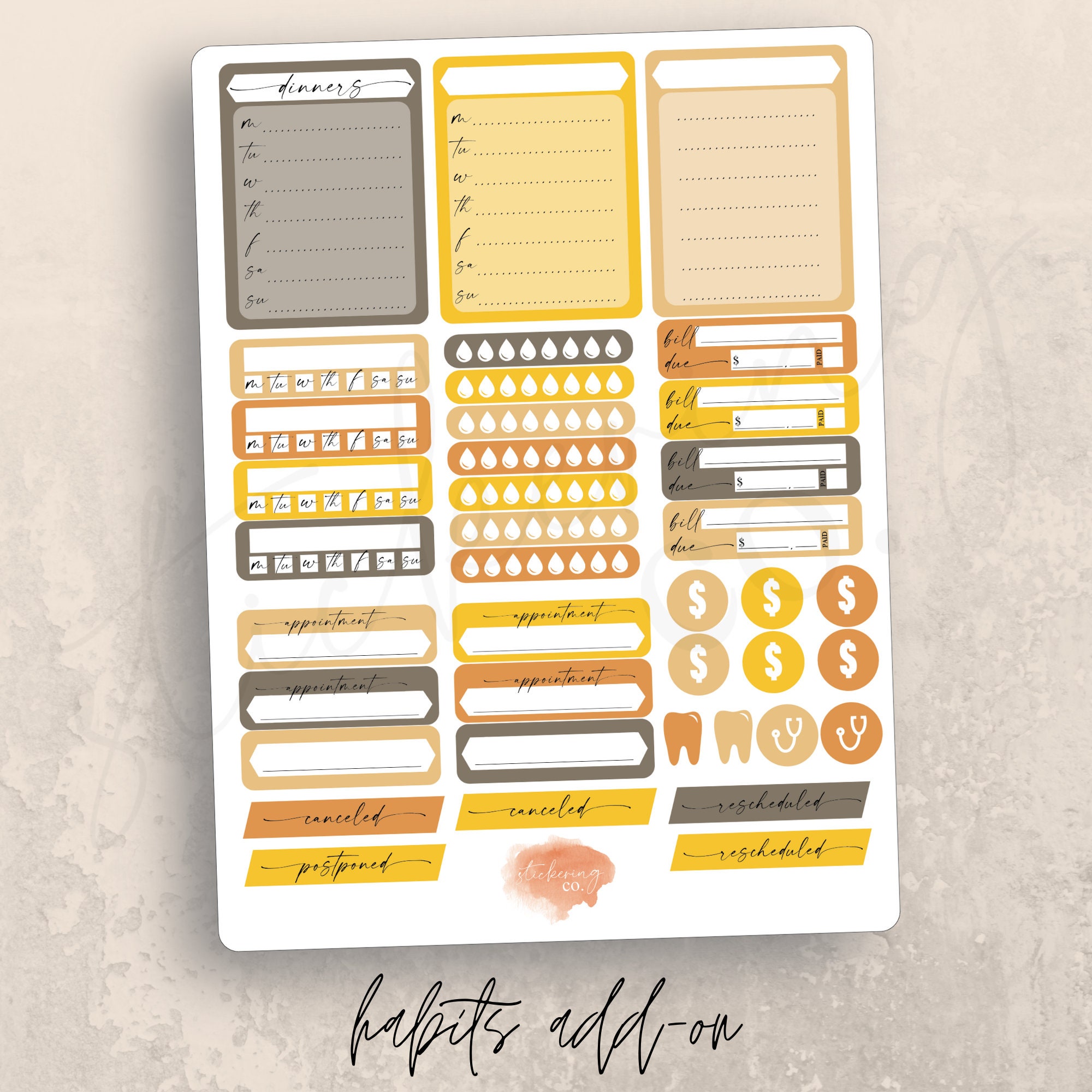 Vertical Honey Bees Weekly Sticker Kit, Erin Condren Lifeplanner 7x9 ...